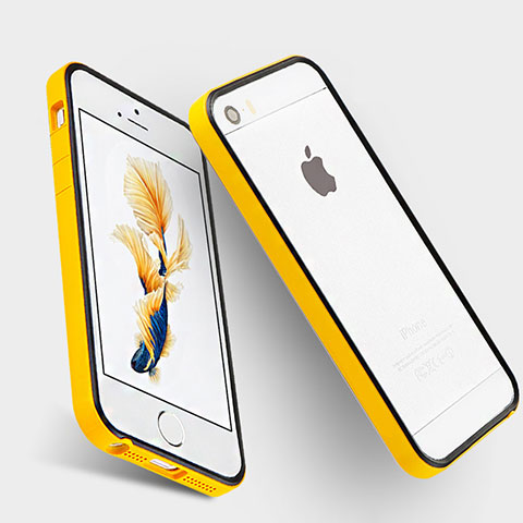 Custodia Lusso Alluminio Laterale per Apple iPhone 5 Giallo