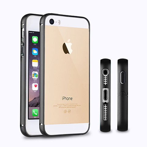 Custodia Lusso Alluminio Laterale per Apple iPhone 5 Nero