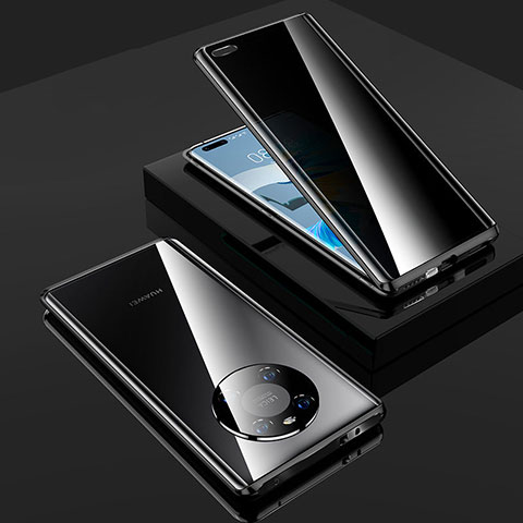Custodia Lusso Alluminio Laterale Specchio 360 Gradi Cover K01 per Huawei Mate 40 Pro Nero