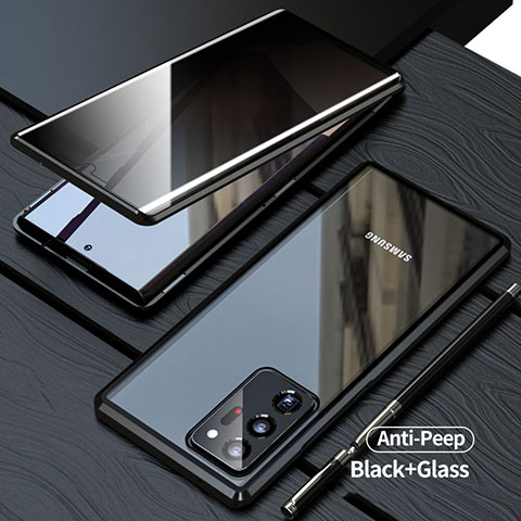 Custodia Lusso Alluminio Laterale Specchio 360 Gradi Cover LK1 per Samsung Galaxy Note 20 Ultra 5G Nero