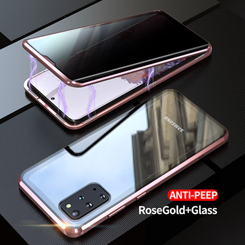 Custodia Lusso Alluminio Laterale Specchio 360 Gradi Cover LK1 per Samsung Galaxy S20 Plus Oro Rosa