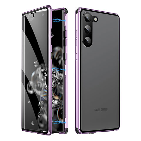 Custodia Lusso Alluminio Laterale Specchio 360 Gradi Cover LK1 per Samsung Galaxy S23 5G Viola