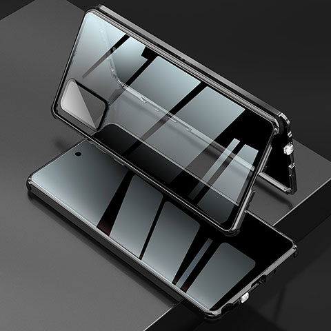 Custodia Lusso Alluminio Laterale Specchio 360 Gradi Cover LK2 per Samsung Galaxy Note 20 5G Nero