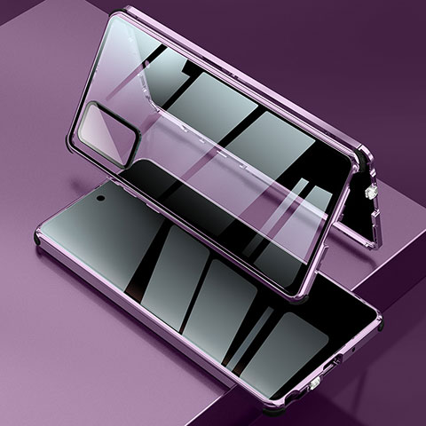 Custodia Lusso Alluminio Laterale Specchio 360 Gradi Cover LK2 per Samsung Galaxy Note 20 5G Viola