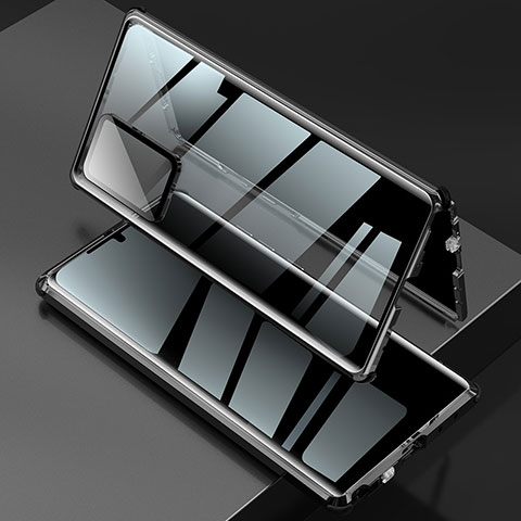 Custodia Lusso Alluminio Laterale Specchio 360 Gradi Cover LK2 per Samsung Galaxy Note 20 Ultra 5G Nero