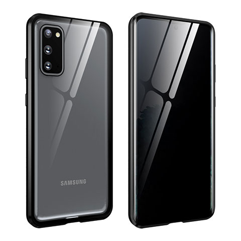 Custodia Lusso Alluminio Laterale Specchio 360 Gradi Cover LK2 per Samsung Galaxy S20 5G Nero