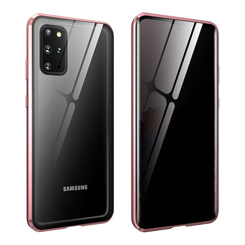 Custodia Lusso Alluminio Laterale Specchio 360 Gradi Cover LK2 per Samsung Galaxy S20 Plus 5G Oro Rosa