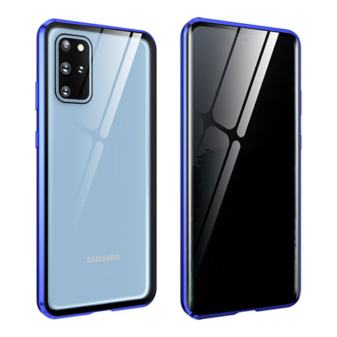 Custodia Lusso Alluminio Laterale Specchio 360 Gradi Cover LK2 per Samsung Galaxy S20 Plus Blu
