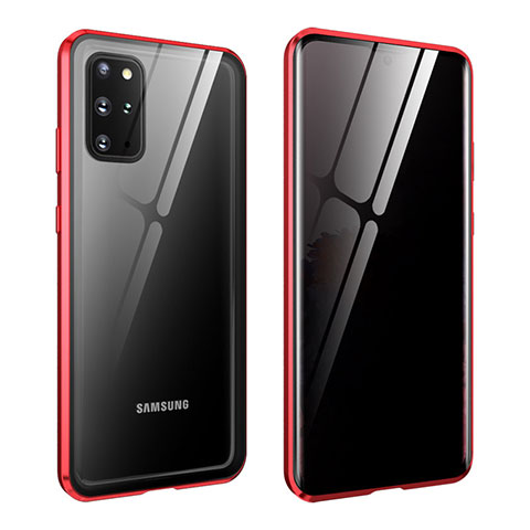 Custodia Lusso Alluminio Laterale Specchio 360 Gradi Cover LK2 per Samsung Galaxy S20 Plus Rosso