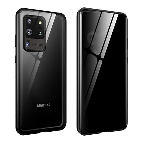 Custodia Lusso Alluminio Laterale Specchio 360 Gradi Cover LK2 per Samsung Galaxy S20 Ultra Nero