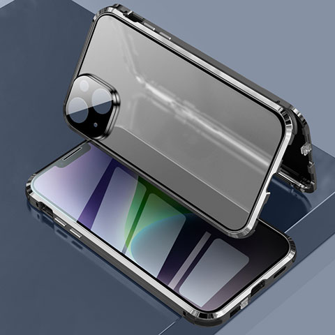 Custodia Lusso Alluminio Laterale Specchio 360 Gradi Cover LK3 per Apple iPhone 14 Nero