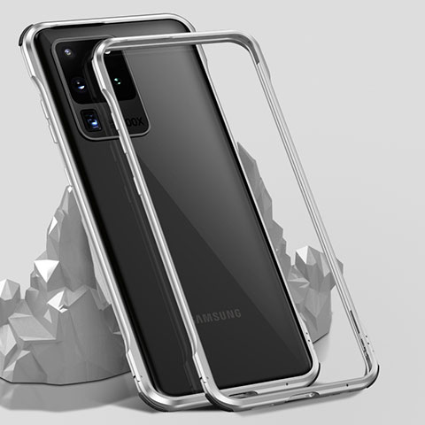 Custodia Lusso Alluminio Laterale Specchio 360 Gradi Cover LK3 per Samsung Galaxy S20 Ultra Argento
