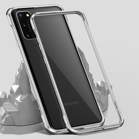Custodia Lusso Alluminio Laterale Specchio 360 Gradi Cover LK4 per Samsung Galaxy S20 5G Argento
