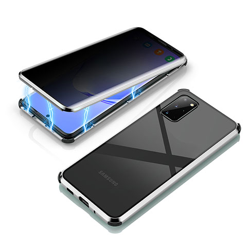 Custodia Lusso Alluminio Laterale Specchio 360 Gradi Cover LK4 per Samsung Galaxy S20 Plus 5G Argento