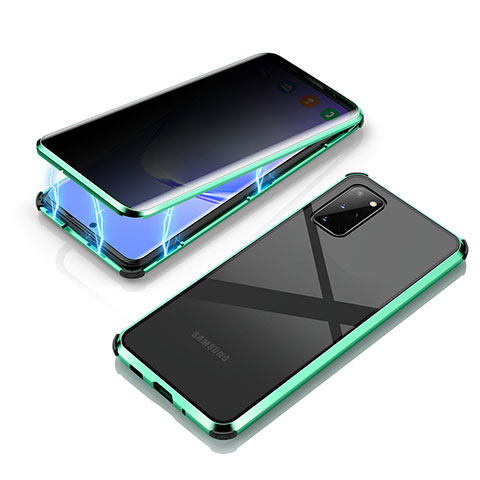 Custodia Lusso Alluminio Laterale Specchio 360 Gradi Cover LK4 per Samsung Galaxy S20 Plus Verde