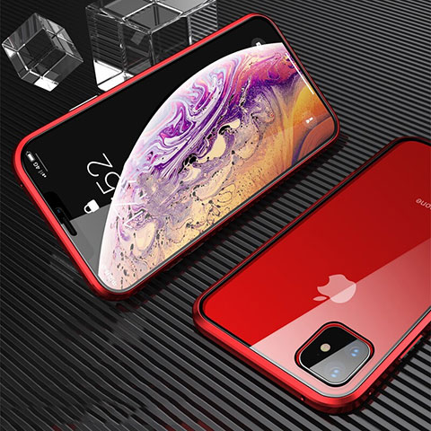 Custodia Lusso Alluminio Laterale Specchio 360 Gradi Cover M01 per Apple iPhone 11 Rosso