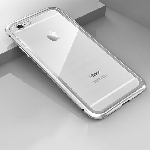 Custodia Lusso Alluminio Laterale Specchio 360 Gradi Cover M01 per Apple iPhone 6 Plus Argento
