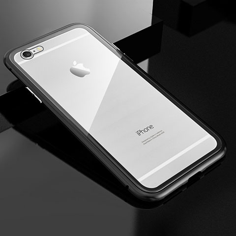 Custodia Lusso Alluminio Laterale Specchio 360 Gradi Cover M01 per Apple iPhone 6S Plus Nero