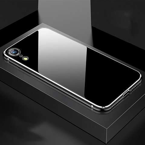 Custodia Lusso Alluminio Laterale Specchio 360 Gradi Cover M01 per Apple iPhone XR Argento