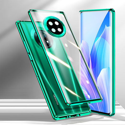 Custodia Lusso Alluminio Laterale Specchio 360 Gradi Cover M01 per Huawei Enjoy 20 Plus 5G Verde