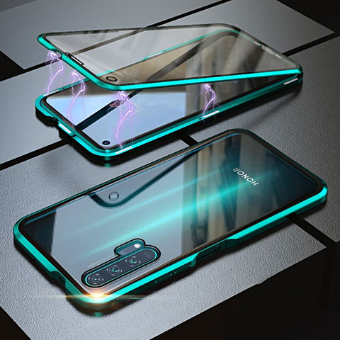 Custodia Lusso Alluminio Laterale Specchio 360 Gradi Cover M01 per Huawei Honor 20 Pro Verde