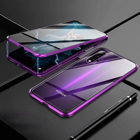 Custodia Lusso Alluminio Laterale Specchio 360 Gradi Cover M01 per Huawei Honor 20 Viola