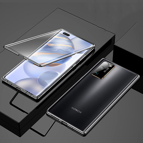 Custodia Lusso Alluminio Laterale Specchio 360 Gradi Cover M01 per Huawei Honor 30 Pro Nero