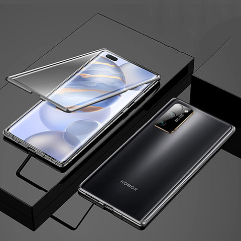 Custodia Lusso Alluminio Laterale Specchio 360 Gradi Cover M01 per Huawei Honor 30 Pro+ Plus Nero