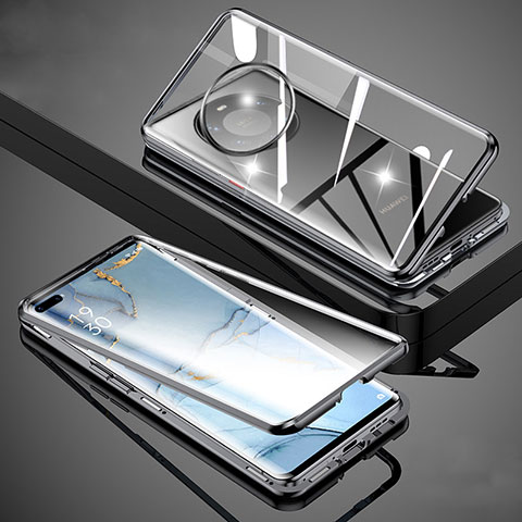 Custodia Lusso Alluminio Laterale Specchio 360 Gradi Cover M01 per Huawei Mate 40 Pro+ Plus Nero