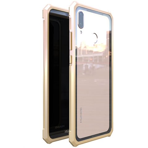 Custodia Lusso Alluminio Laterale Specchio 360 Gradi Cover M01 per Huawei P20 Lite Oro