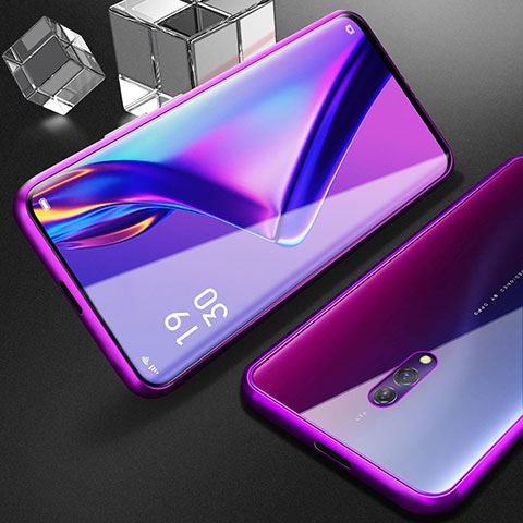 Custodia Lusso Alluminio Laterale Specchio 360 Gradi Cover M01 per Oppo K3 Viola