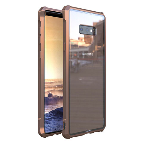 Custodia Lusso Alluminio Laterale Specchio 360 Gradi Cover M01 per Samsung Galaxy Note 9 Oro