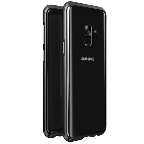 Custodia Lusso Alluminio Laterale Specchio 360 Gradi Cover M01 per Samsung Galaxy S9 Nero