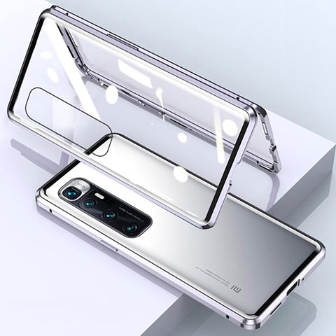 Custodia Lusso Alluminio Laterale Specchio 360 Gradi Cover M01 per Xiaomi Mi 10 Ultra Argento