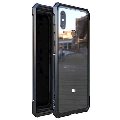Custodia Lusso Alluminio Laterale Specchio 360 Gradi Cover M01 per Xiaomi Mi 8 Nero