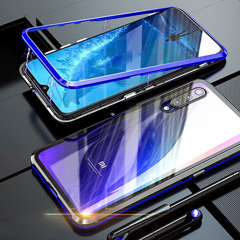 Custodia Lusso Alluminio Laterale Specchio 360 Gradi Cover M01 per Xiaomi Mi 9 Lite Blu
