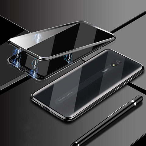 Custodia Lusso Alluminio Laterale Specchio 360 Gradi Cover M01 per Xiaomi Redmi 8A Nero