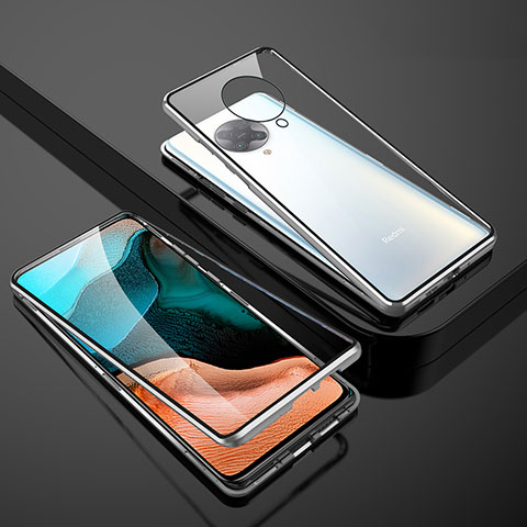 Custodia Lusso Alluminio Laterale Specchio 360 Gradi Cover M01 per Xiaomi Redmi K30 Pro 5G Argento