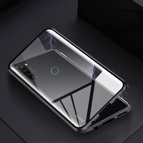 Custodia Lusso Alluminio Laterale Specchio 360 Gradi Cover M01 per Xiaomi Redmi Note 8 (2021) Nero