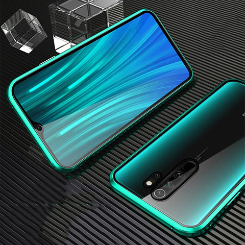 Custodia Lusso Alluminio Laterale Specchio 360 Gradi Cover M01 per Xiaomi Redmi Note 8 Pro Verde