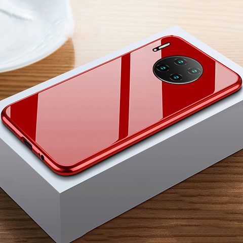 Custodia Lusso Alluminio Laterale Specchio 360 Gradi Cover M02 per Huawei Mate 30 5G Rosso