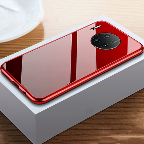 Custodia Lusso Alluminio Laterale Specchio 360 Gradi Cover M02 per Huawei Mate 30 Pro Rosso Rosa