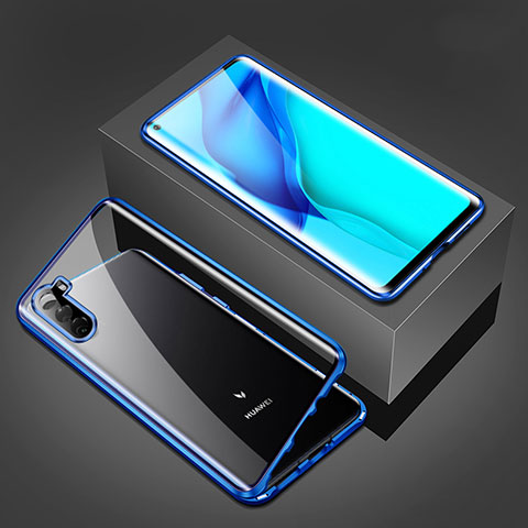 Custodia Lusso Alluminio Laterale Specchio 360 Gradi Cover M02 per Huawei Mate 40 Lite 5G Blu