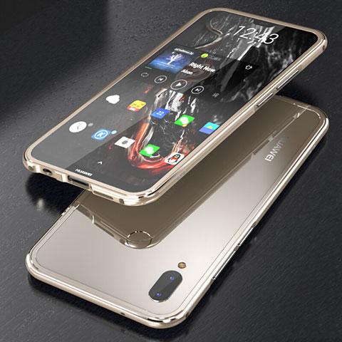 Custodia Lusso Alluminio Laterale Specchio 360 Gradi Cover M02 per Huawei Nova 3e Oro