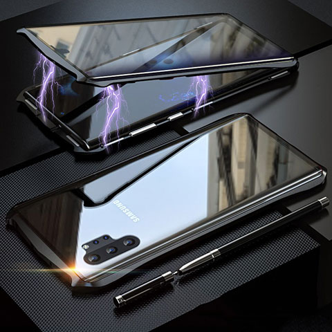 Custodia Lusso Alluminio Laterale Specchio 360 Gradi Cover M02 per Samsung Galaxy Note 10 Plus 5G Nero