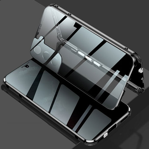 Custodia Lusso Alluminio Laterale Specchio 360 Gradi Cover M02 per Samsung Galaxy S21 5G Nero
