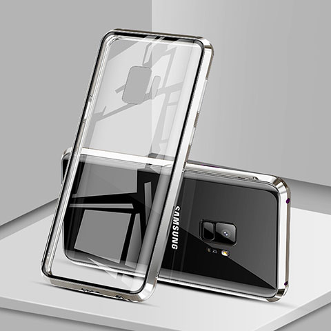 Custodia Lusso Alluminio Laterale Specchio 360 Gradi Cover M02 per Samsung Galaxy S9 Argento