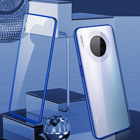 Custodia Lusso Alluminio Laterale Specchio 360 Gradi Cover M03 per Huawei Mate 30 5G Blu