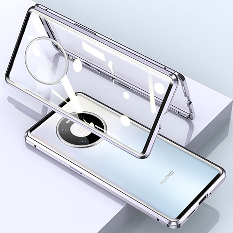 Custodia Lusso Alluminio Laterale Specchio 360 Gradi Cover M03 per Huawei Mate 40E Pro 5G Argento