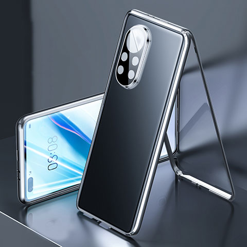 Custodia Lusso Alluminio Laterale Specchio 360 Gradi Cover M03 per Huawei Nova 8 Pro 5G Nero